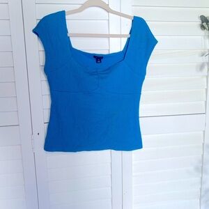 Blue tight fitted cropped top